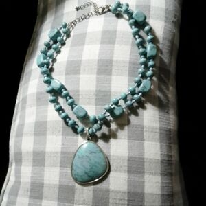 Elegant Turquoise Necklace With Large Enhancer